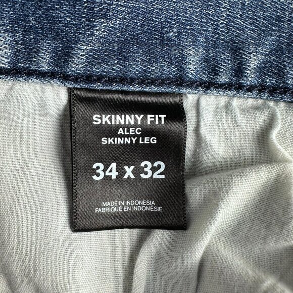 Express Men's Alec Skinny Fit Skinny Leg Jeans, Size W34 x L32, Medium Blue Wash - Picture 9 of 12